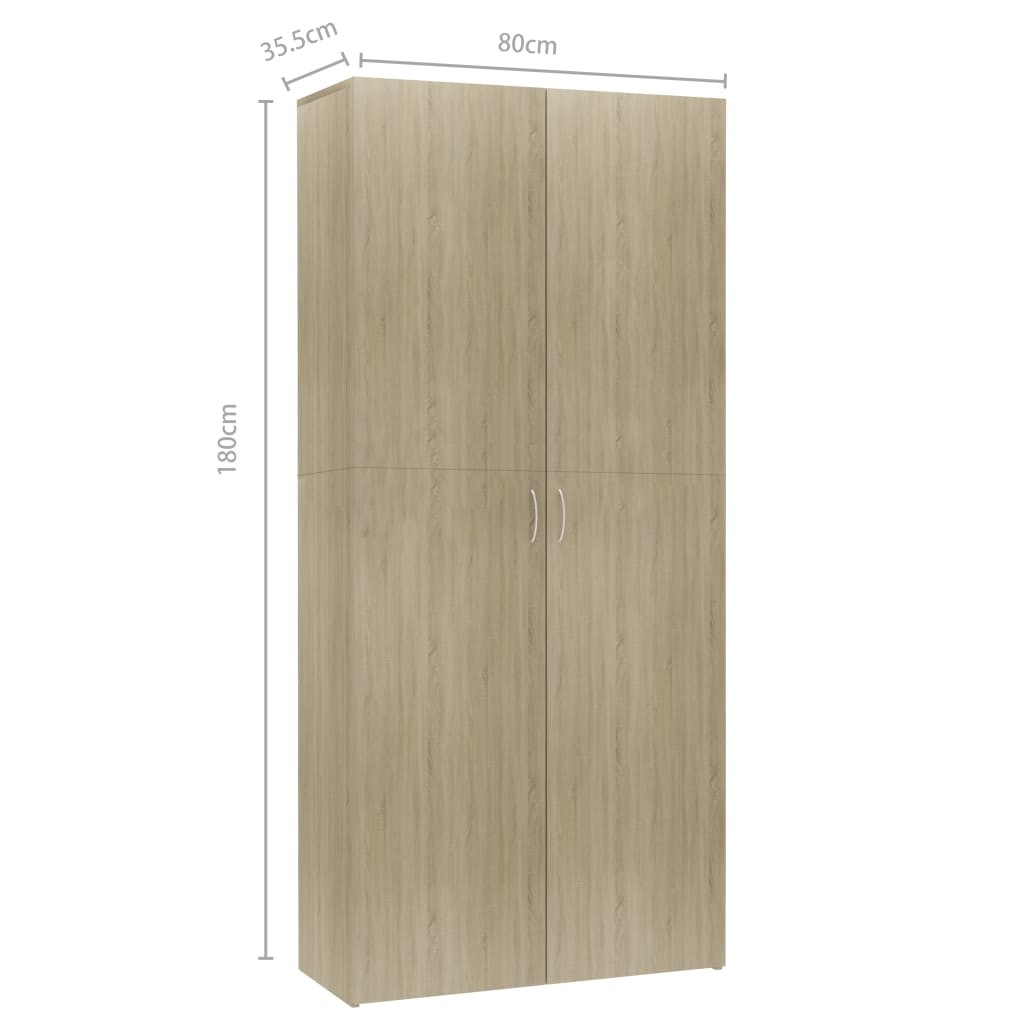 Shoe Cabinet Sonoma Oak 80x35.5x180 cm Chipboard